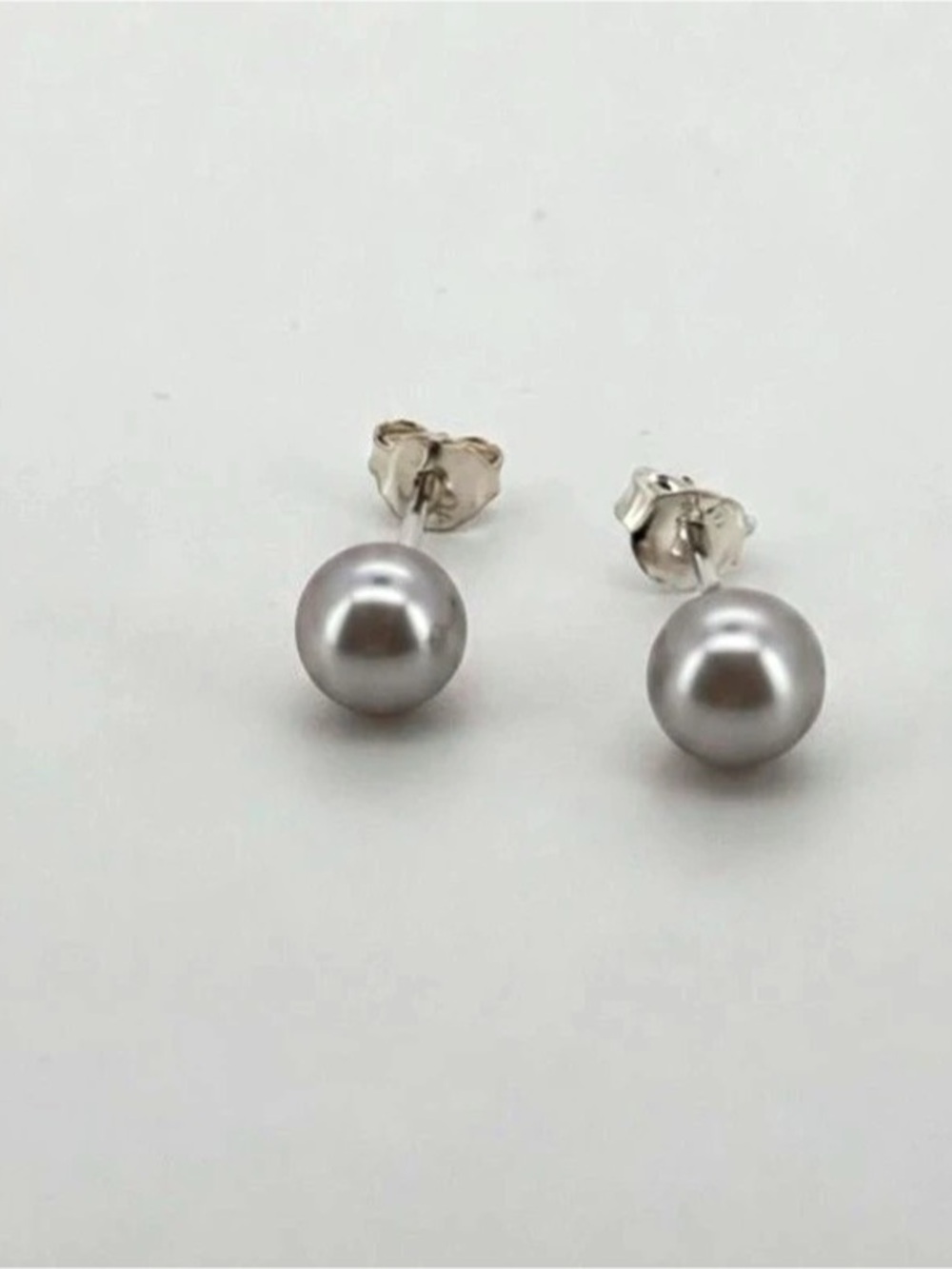 Gray Pearl Ball Stud Earrings
